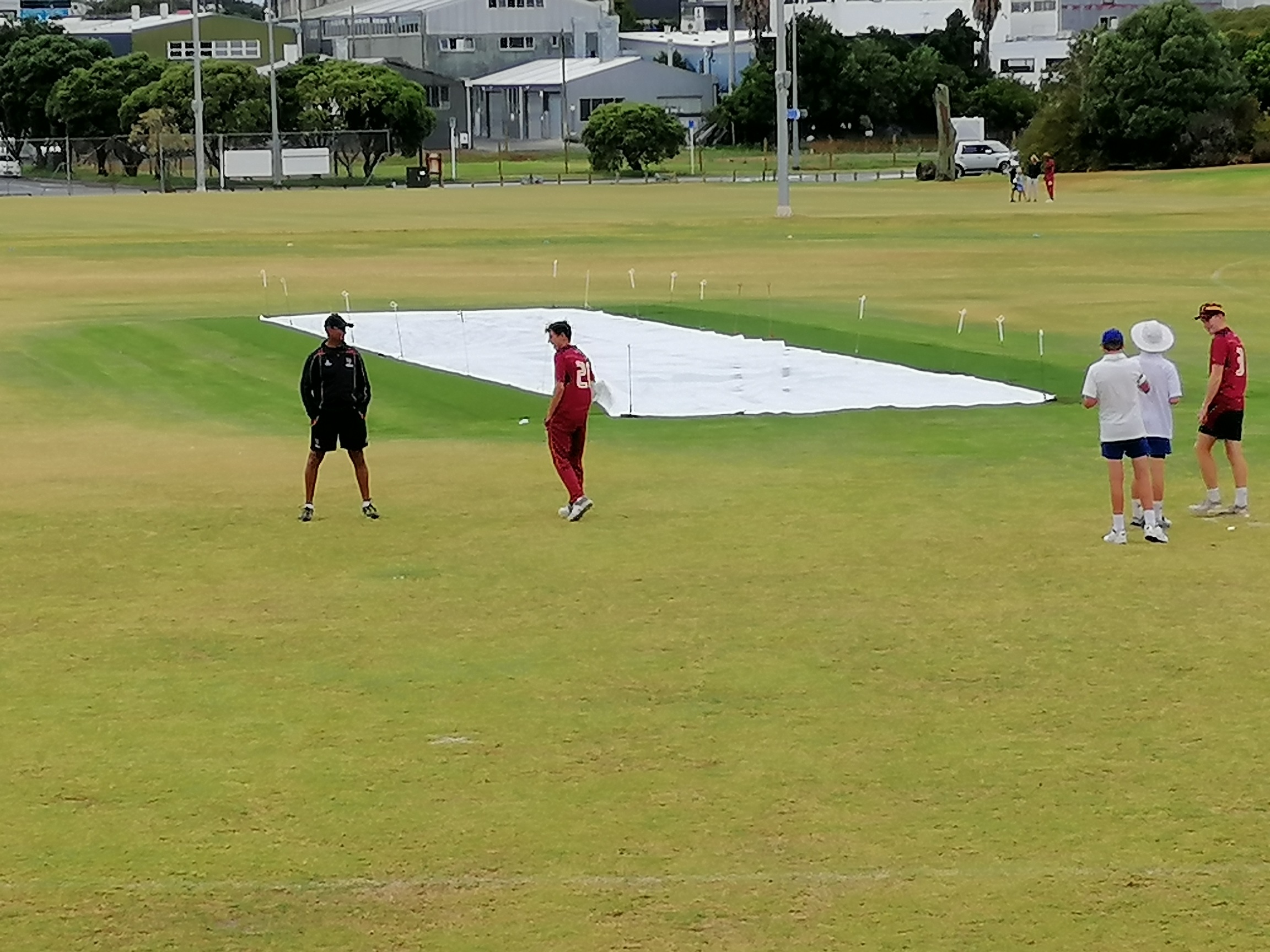 The Covers Stay On After The 16Th Over Till After Lunch The Match Was Interrupted 4 Occasions And Rain Dominated Proceedings For Most Of The Morning