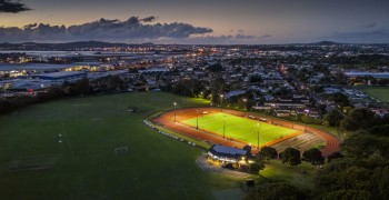 Hockey Turf at night with floodlights on