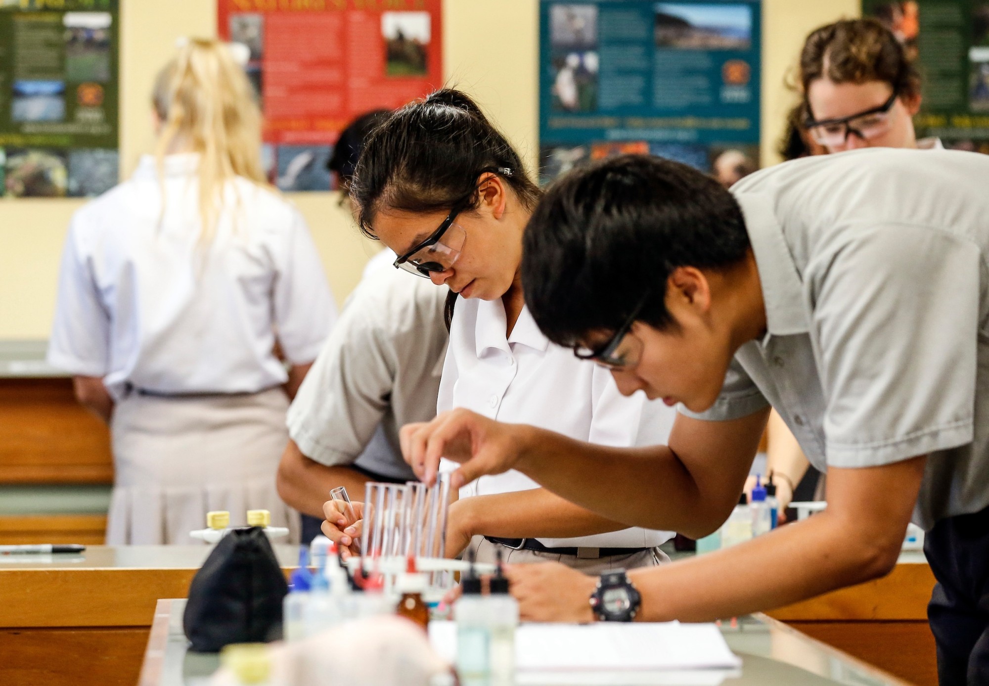 Students in science class