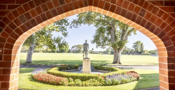 View out to sports fields from Abbot Building