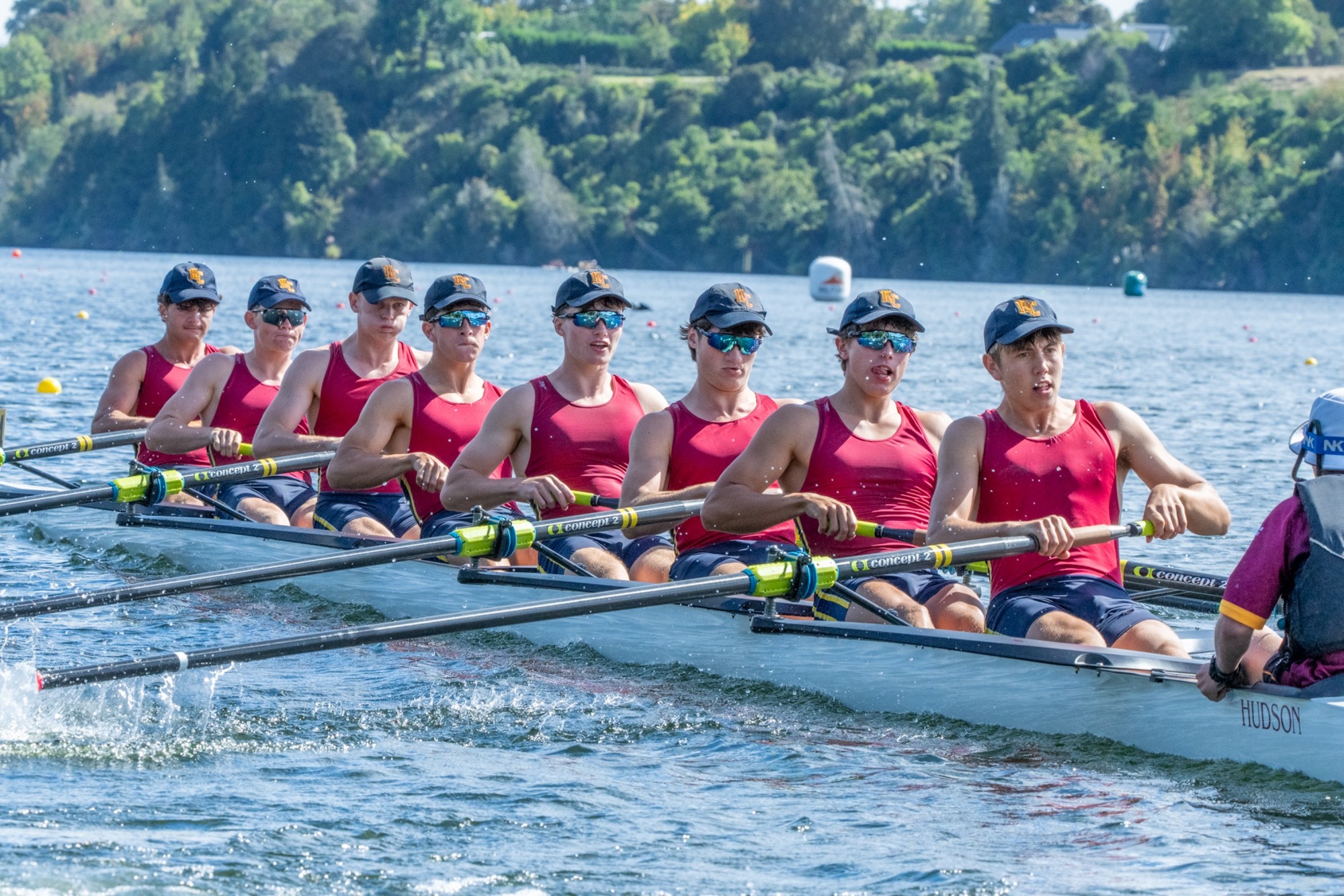 Rowing team on the water
