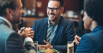 Men having dinner at a restaurant